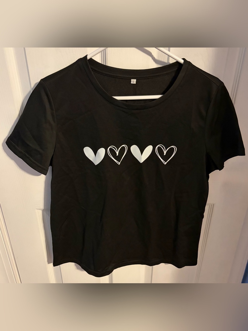 Top Black with White Hearts, Women’s Size Large New